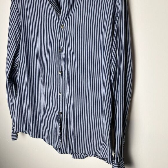 John Varatos Stripped Blue Button Down Shirt XL​ - Picture 2 of 7
